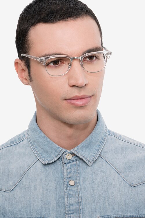 Ray-Ban RB5154 Clubmaster Clear Acetate-metalEyeglass Frames for Men from EyeBuyDirect