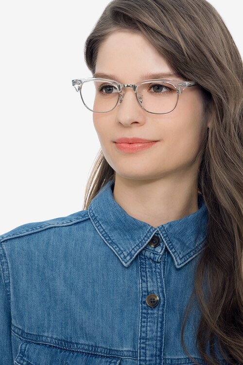 Ray-Ban RB5154 Clubmaster Clear Acetate-metalEyeglass Frames for Women from EyeBuyDirect