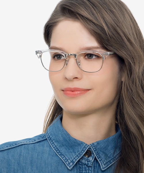 Ray-Ban RB5154 Clubmaster Clear Acetate, MetalEyeglass Frames for Women from EyeBuyDirect