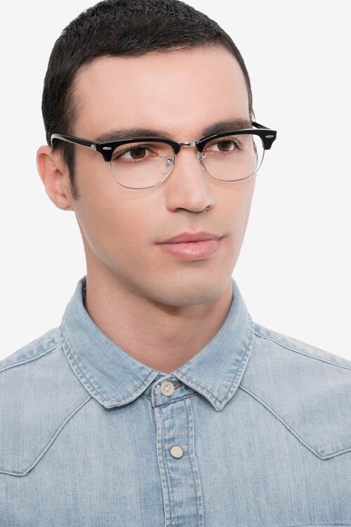Ray-Ban RB5154 Clubmaster Black Acetate-metalEyeglass Frames for Men from EyeBuyDirect