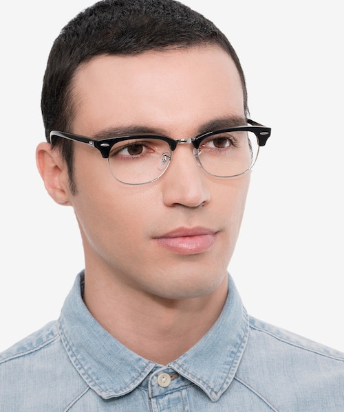 Ray-Ban RB5154 Clubmaster Black Acetate, MetalEyeglass Frames for Men from EyeBuyDirect