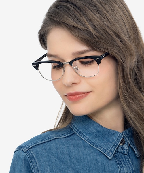 Ray-Ban RB5154 Clubmaster Black Acetate, MetalEyeglass Frames for Women from EyeBuyDirect