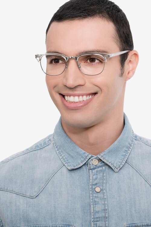 Ray-Ban RB5154 Clubmaster Clear Acetate-metalEyeglass Frames for Men from EyeBuyDirect