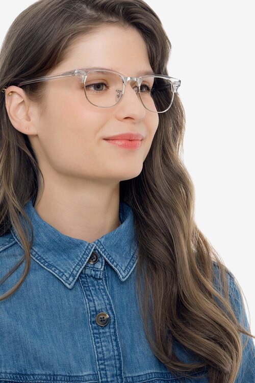 Ray-Ban RB5154 Clubmaster Clear Acetate-metalEyeglass Frames for Women from EyeBuyDirect
