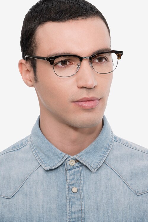 Ray-Ban RB5154 Clubmaster Tortoise Acetate-metalEyeglass Frames for Men from EyeBuyDirect