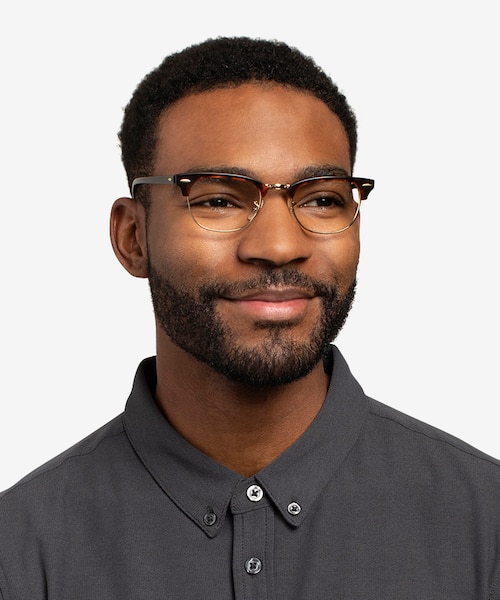 Ray-Ban RB5154 Clubmaster Gold Tortoise Acetate, MetalEyeglass Frames for Men from EyeBuyDirect