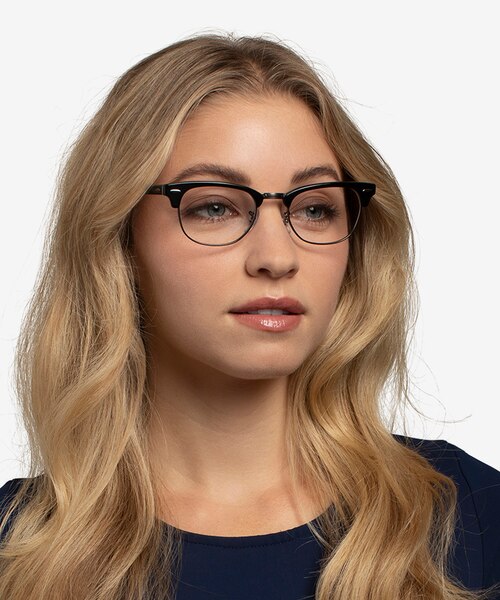 Ray-Ban RB5154 Clubmaster Black Multicolor Acetate, MetalEyeglass Frames for Women from EyeBuyDirect