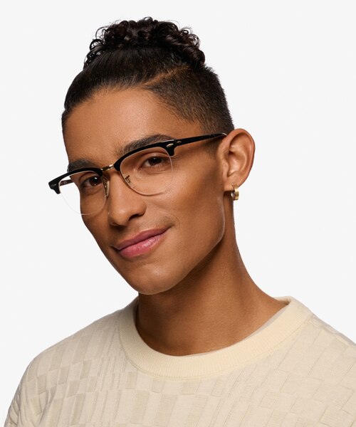 Ray-Ban RB3716VM Black Gold MetalEyeglass Frames for Men from EyeBuyDirect