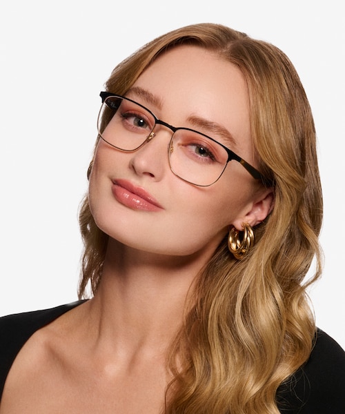 Ray-Ban RB6363 Black Gold MetalEyeglass Frames for Women from EyeBuyDirect