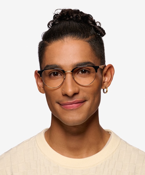 Ray-Ban RB6396 Black Gold MetalEyeglass Frames for Men from EyeBuyDirect