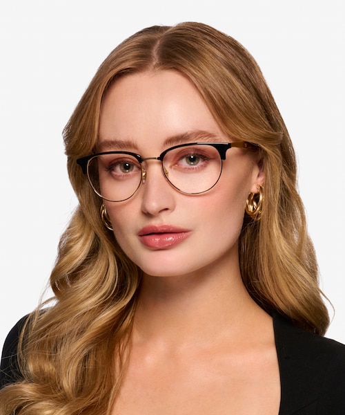 Ray-Ban RB6396 Black Gold MetalEyeglass Frames for Women from EyeBuyDirect