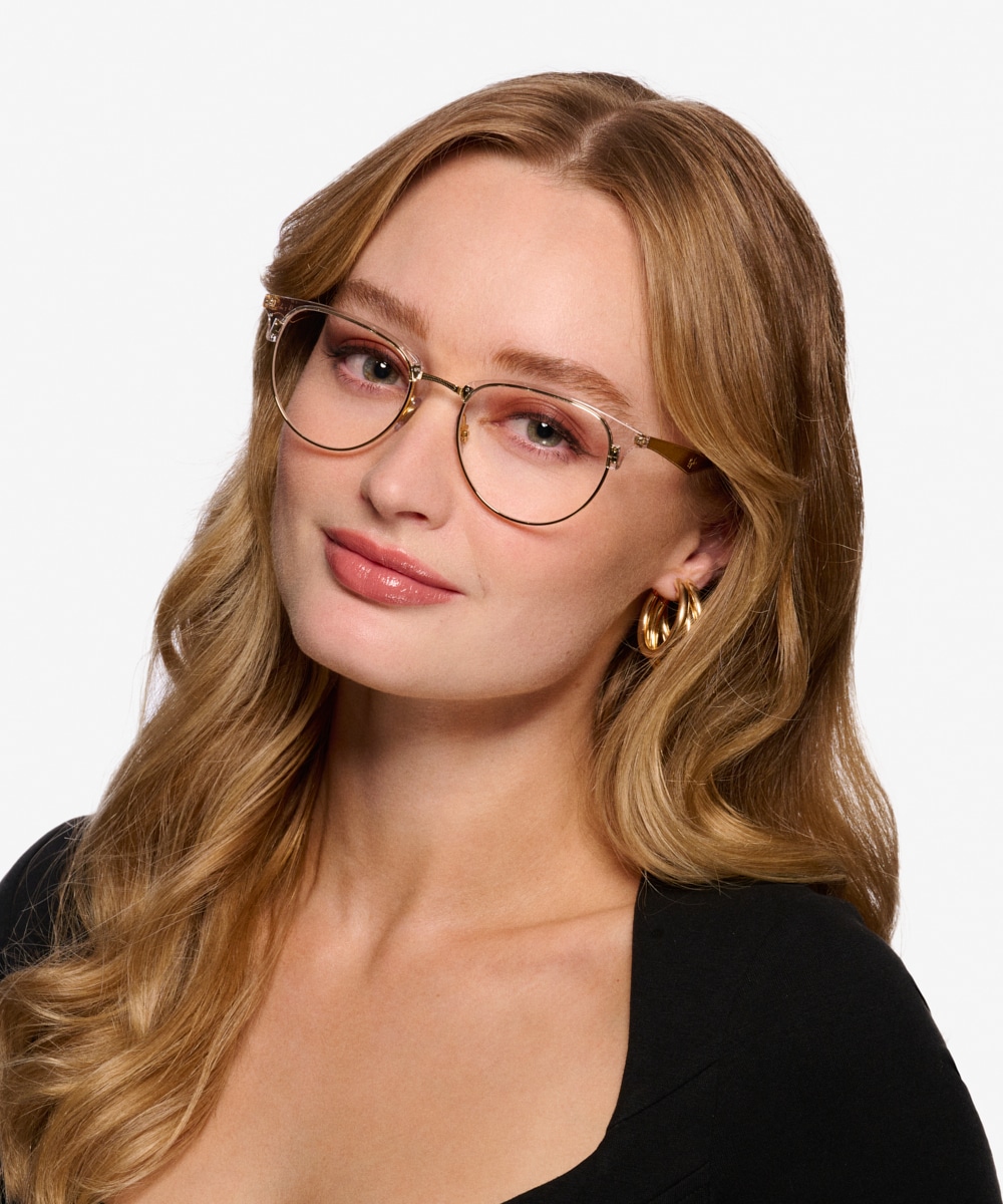 Ray Ban RB6396 Browline Clear Gold Frame Eyeglasses Eyebuydirect