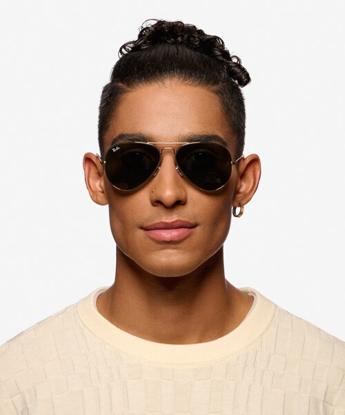 Ray-Ban RB3025 Aviator Gold MetalSunglass Frames for Men from EyeBuyDirect