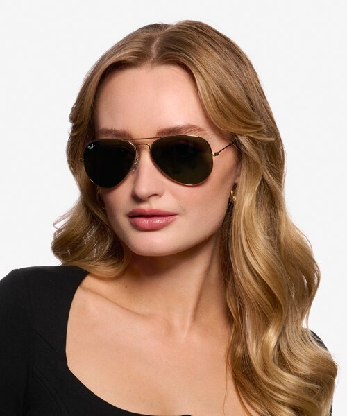 Ray-Ban RB3025 Aviator Gold MetalSunglass Frames for Women from EyeBuyDirect
