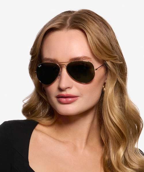 Ray-Ban RB3025 Aviator Gold MetalSunglass Frames for Women from EyeBuyDirect