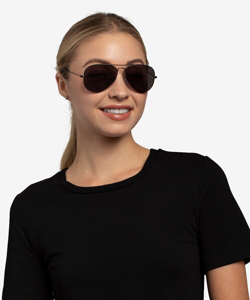 Ray-Ban RB3025 Aviator Black MetalSunglass Frames for Women from EyeBuyDirect