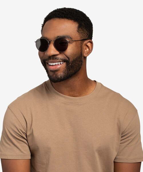 Ray-Ban RB3447 Round Matte Gunmetal MetalSunglass Frames for Men from EyeBuyDirect