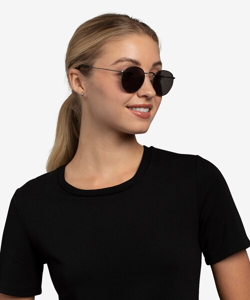 Ray-Ban RB3447 Round Matte Gunmetal MetalSunglass Frames for Women from EyeBuyDirect