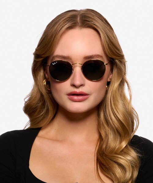 Ray-Ban RB3447 Round Gold MetalSunglass Frames for Women from EyeBuyDirect