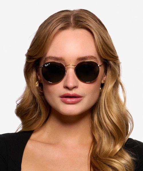 Ray-Ban RB3447 Round Gold MetalSunglass Frames for Women from EyeBuyDirect