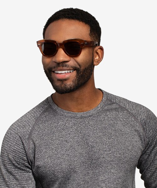 Ray-Ban State Street Havana On Transparent Beige AcetateSunglass Frames for Men from EyeBuyDirect
