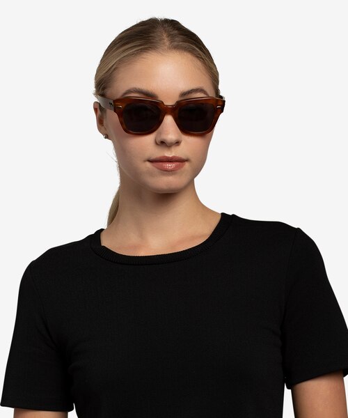 Ray-Ban State Street Havana On Transparent Beige AcetateSunglass Frames for Women from EyeBuyDirect
