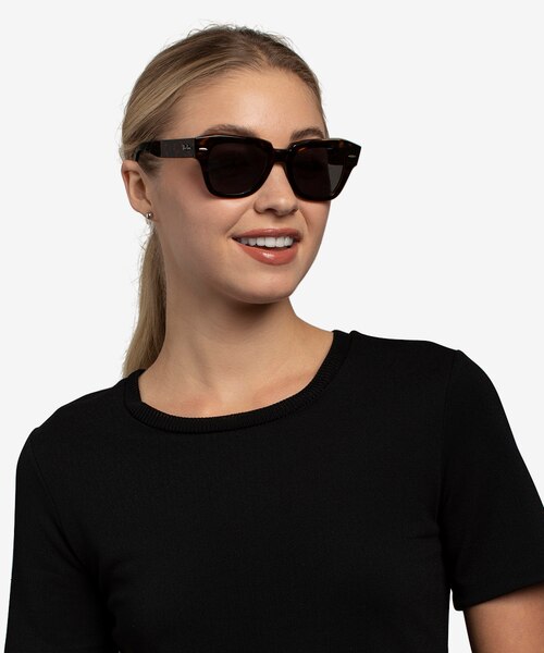 Ray-Ban State Street Havana On Transparent Brown AcetateSunglass Frames for Women from EyeBuyDirect