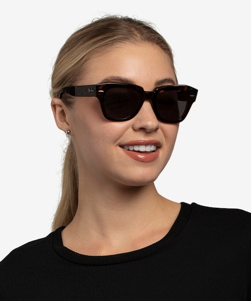 Ray-Ban State Street Havana On Transparent Brown AcetateSunglass Frames for Women from EyeBuyDirect