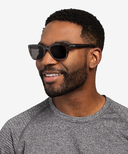 Ray-Ban Caribbean Striped Gray AcetateSunglass Frames for Men from EyeBuyDirect