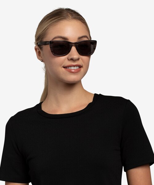 Ray-Ban Caribbean Striped Gray AcetateSunglass Frames for Women from EyeBuyDirect