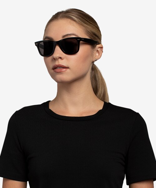 Ray-Ban RB2140 Wayfarer Black AcetateSunglass Frames for Women from EyeBuyDirect