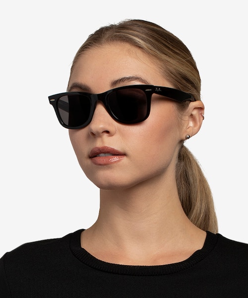 Ray-Ban RB2140 Wayfarer Black AcetateSunglass Frames for Women from EyeBuyDirect