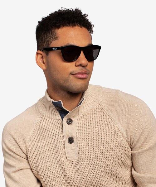 Oakley Frogskins Polished Black PlasticSunglass Frames for Men from EyeBuyDirect