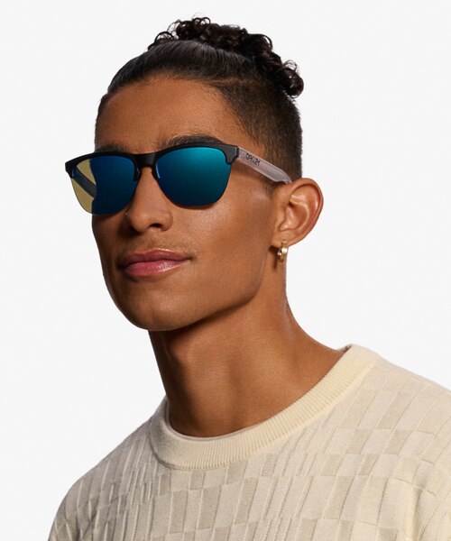 Oakley Frogskins Lite Matte Black Matte Clear PlasticSunglass Frames for Men from EyeBuyDirect