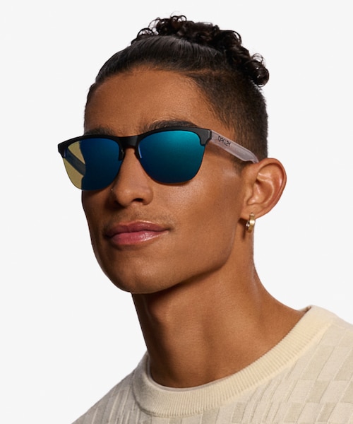 Oakley Frogskins Lite Matte Black Matte Clear PlasticSunglass Frames for Men from EyeBuyDirect