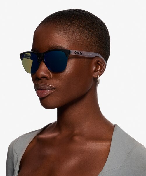 Oakley Frogskins Lite Matte Black Matte Clear PlasticSunglass Frames for Women from EyeBuyDirect