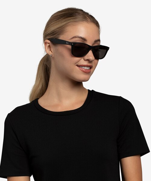 Ray-Ban RB2132 Wayfarer Matte Black PlasticSunglass Frames for Women from EyeBuyDirect