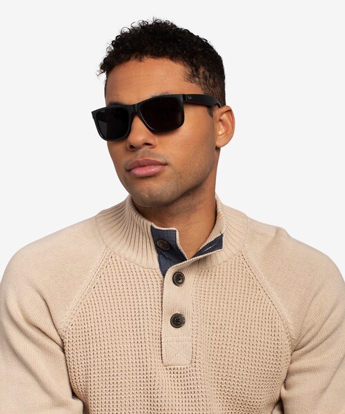 door elkaar haspelen De rand Ray-Ban Justin - Square Matte Black Frame Sunglasses For Men | Eyebuydirect