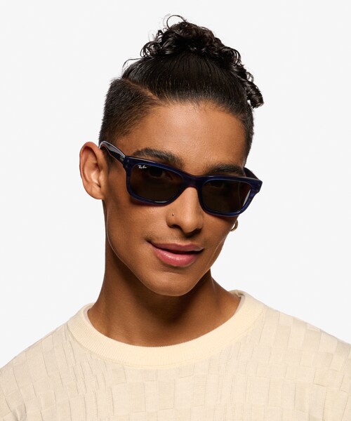 Ray-Ban RB2283 - Rectangle Striped Blue Frame Prescription Sunglasses