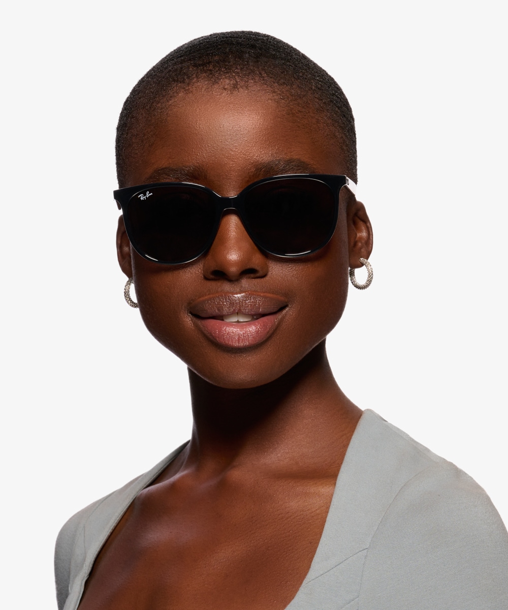 Ray Ban RB4378 Rond Noir Monture Lunettes de soleil Pour Femmes