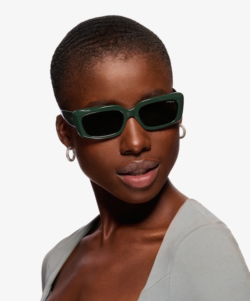 Vogue Eyewear VO5440S - Rectangle Dark Green Frame Prescription Sunglasses