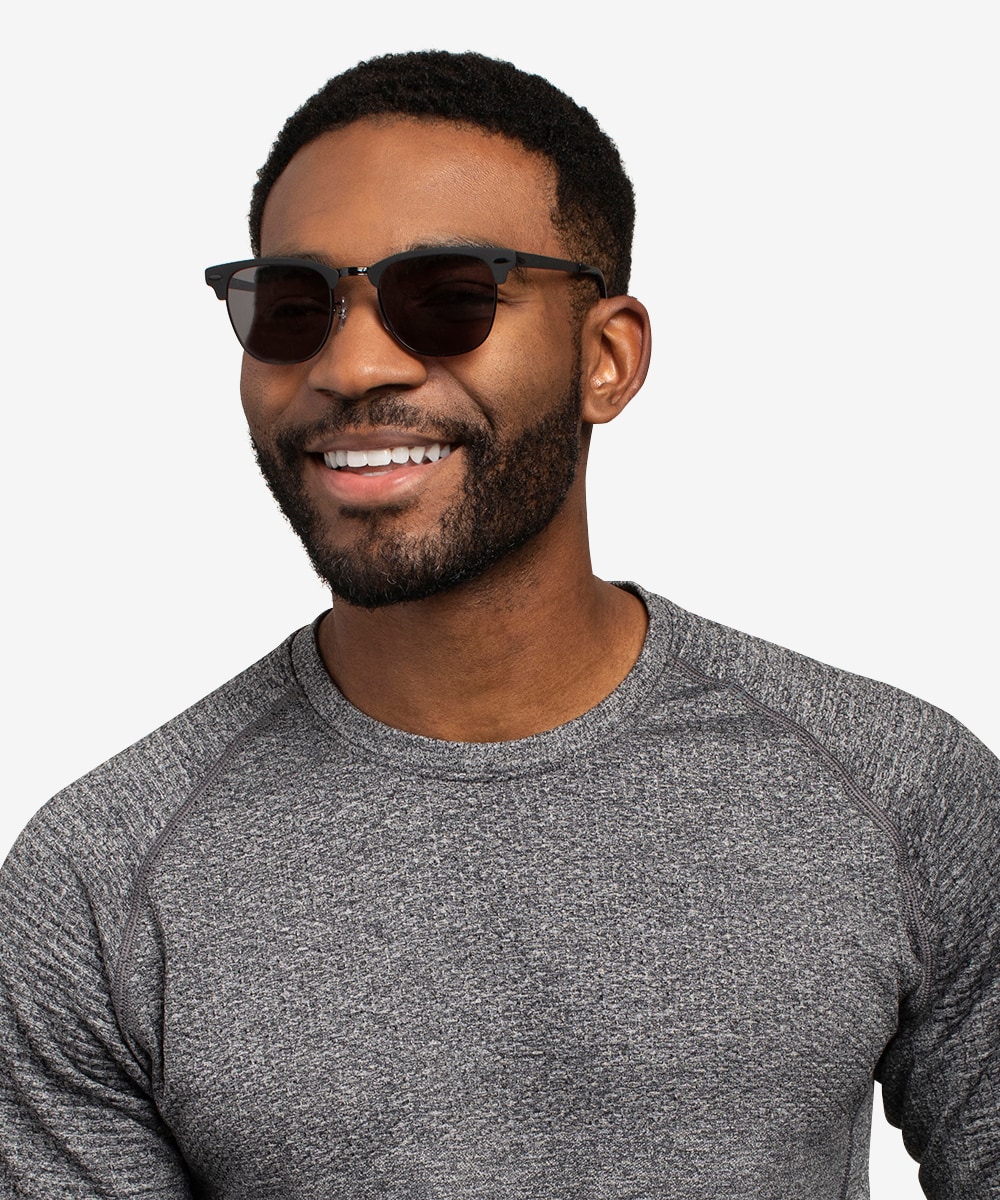 Clubmaster style sunglasses black on sale