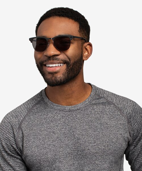 Ray-Ban RB3716 Clubmaster Matte Black On Black AcetateSunglass Frames for Men from EyeBuyDirect