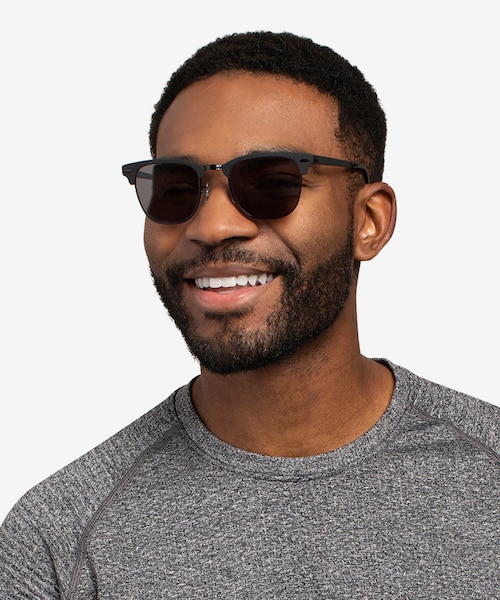 Ray-Ban RB3716 Clubmaster Matte Black On Black AcetateSunglass Frames for Men from EyeBuyDirect