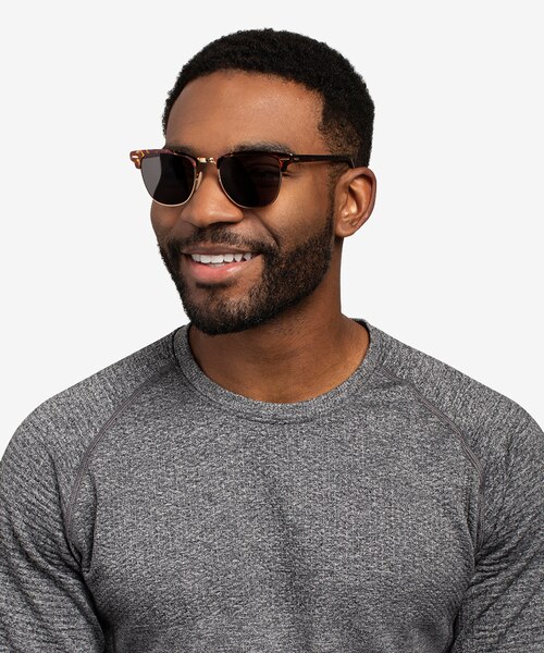 Ray-Ban RB3716 Clubmaster Havana On Arista AcetateSunglass Frames for Men from EyeBuyDirect