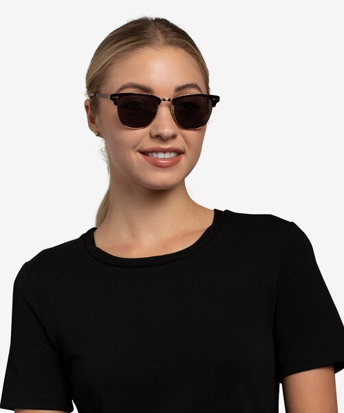 Ray-Ban RB3716 Clubmaster Havana On Arista AcetateSunglass Frames for Women from EyeBuyDirect