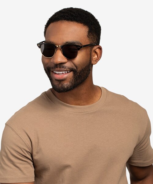 Ray-Ban RB3016 Clubmaster Black AcetateSunglass Frames for Men from EyeBuyDirect