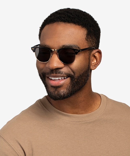 Ray-Ban RB3016 Clubmaster Black AcetateSunglass Frames for Men from EyeBuyDirect