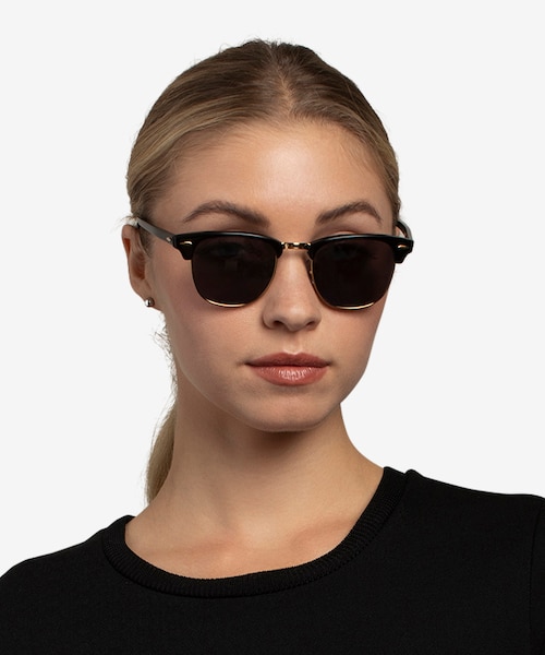 Ray-Ban RB3016 Clubmaster Black AcetateSunglass Frames for Women from EyeBuyDirect