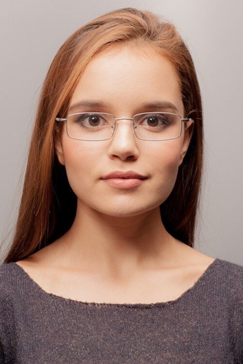 Mercer Rectangle Silver Full Rim Eyeglasses | Eyebuydirect Canada